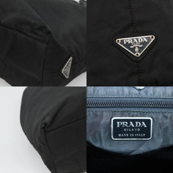 PRADA Hand Bag Nylon Plastic Black Silver Auth 129008 - Picture 12 of 14